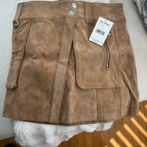 Free People Suede Mini Skirt in Warm Tan